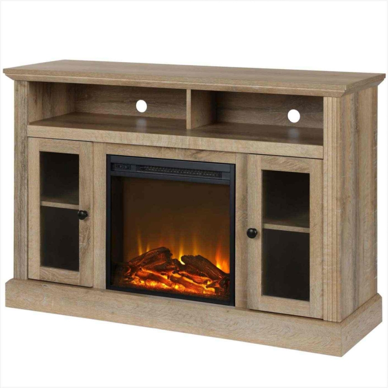 Modern Rustic Wood TV Stand with Electric Fireplace