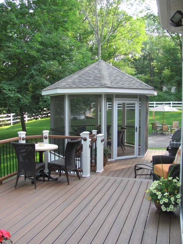 Modern Screened Gazebo with Spacious Custom Deck