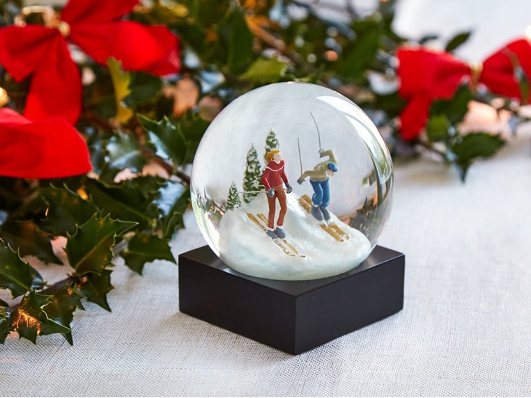 Modern Skiing Snow Globe Holiday Decor