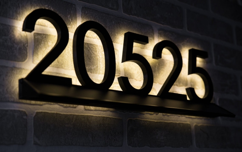 Modern Solar LED Backlit House Number Sign
