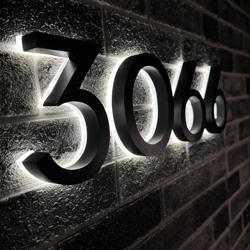 Modern Solar LED Backlit House Numbers