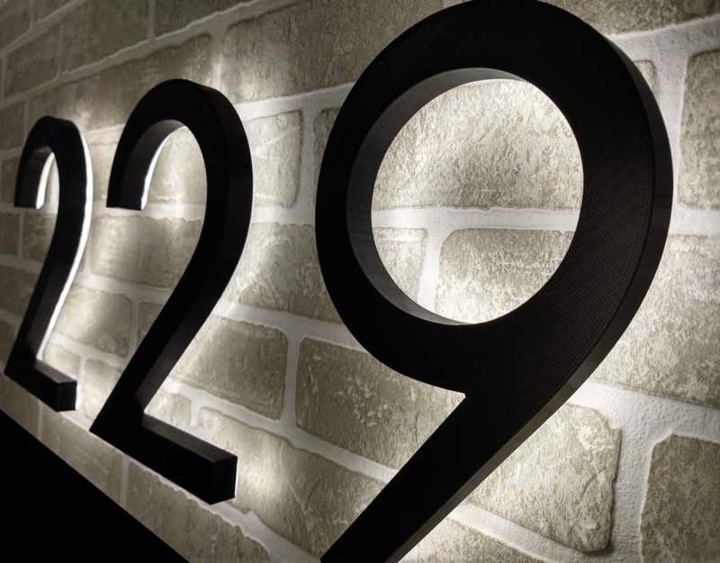 Modern Solar Powered Backlit House Numbers