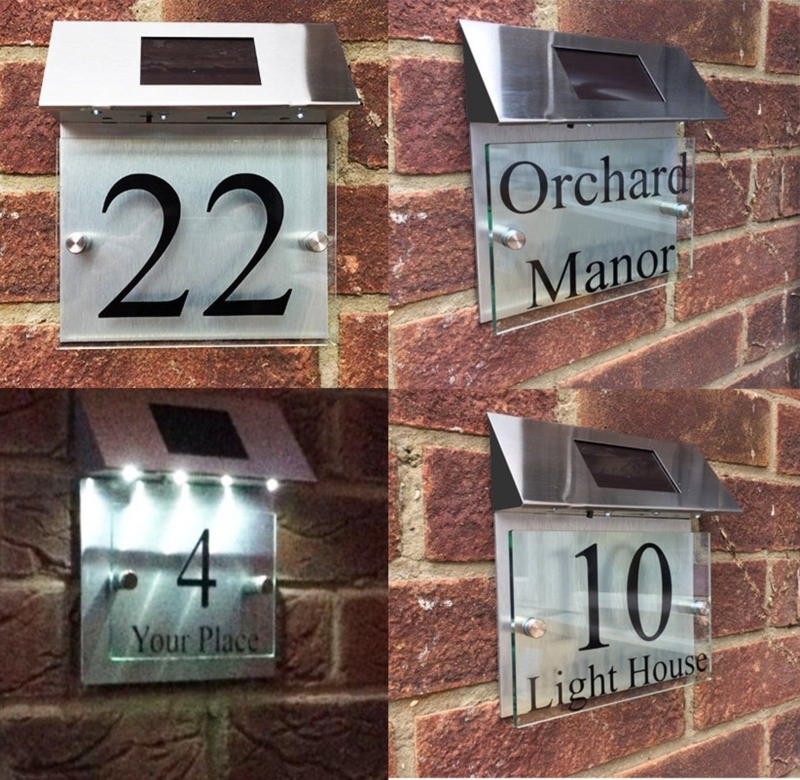 Modern Solar-Powered Illuminated House Number Signs
