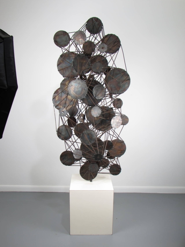 Modern Steel Rod and Disc Floor Sculpture