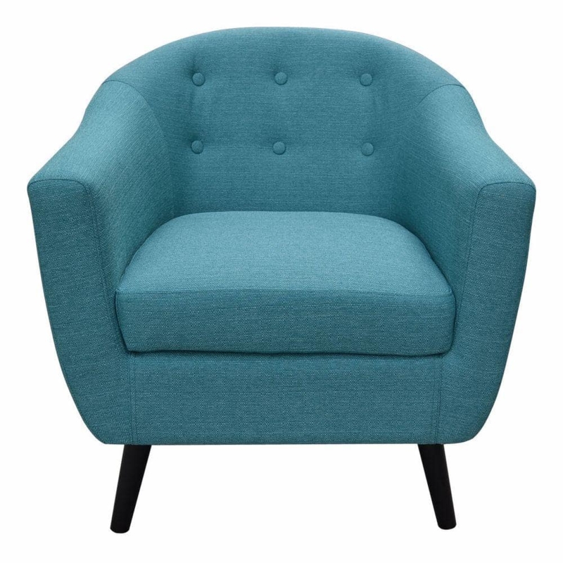 Modern Turquoise Fabric Accent Chair with Button Detailing