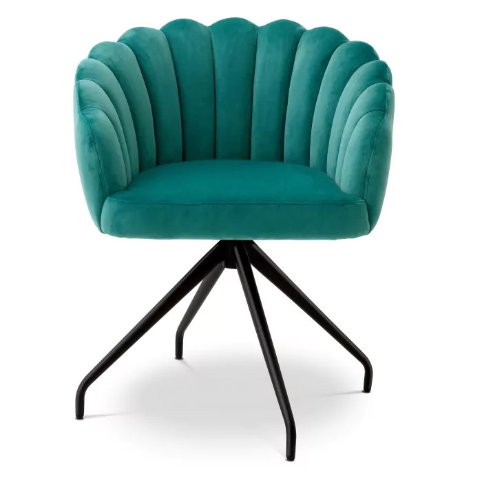 Modern Turquoise Velvet Dining Chair Luzern