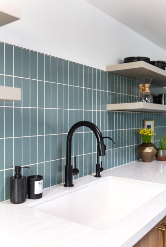 Modern Vertical Subway Tile Kitchen Backsplash