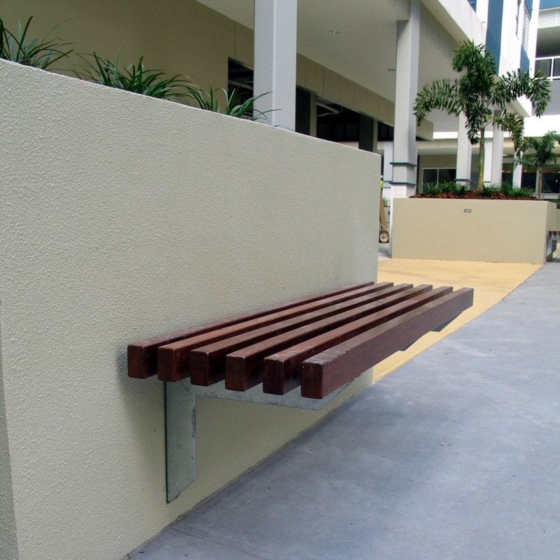 Modern Wall-Mounted Wooden Bench for Courtyards
