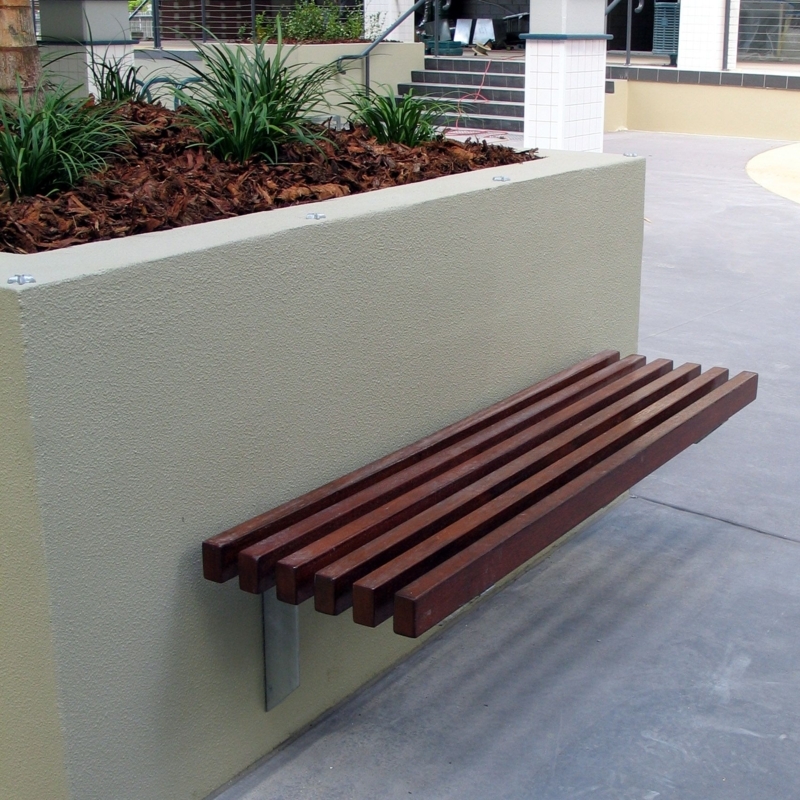Modern Wall-Mounted Wooden Bench for Urban Spaces