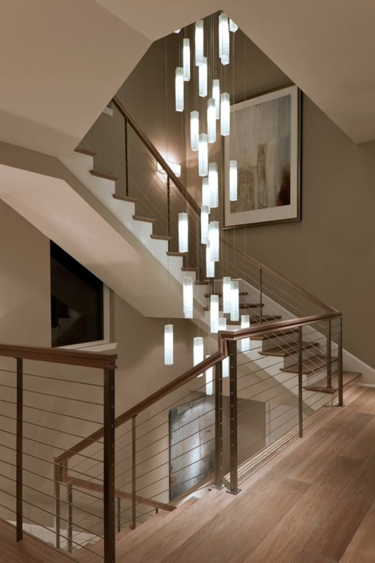 Modern White Glass Pendant Lighting for Staircase