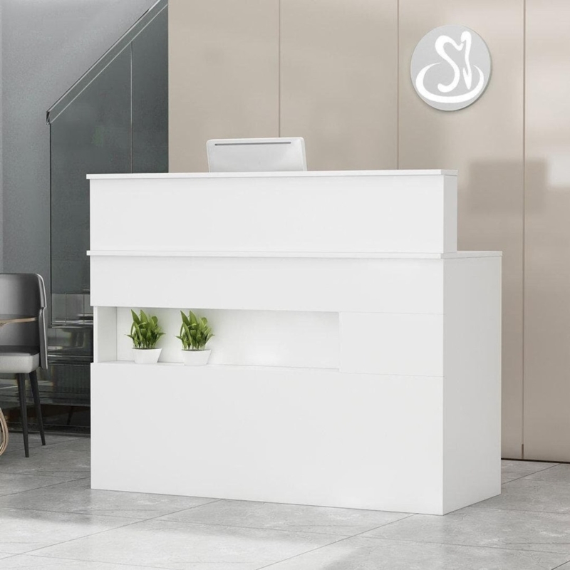 Modern White Minimalist Reception Desk Design