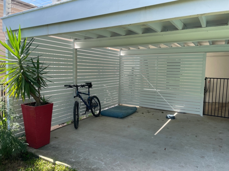 Modern White Slatted Privacy Screens for Carport