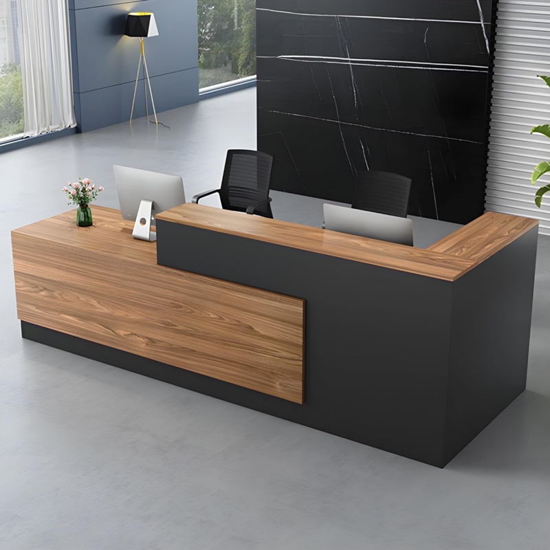 Modern Wooden Reception Desk with Sleek Counter
