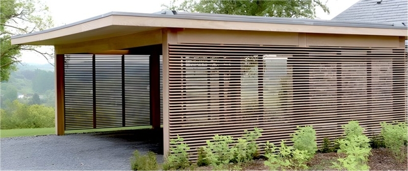 Modern Wooden Slat Privacy Panels for Carports