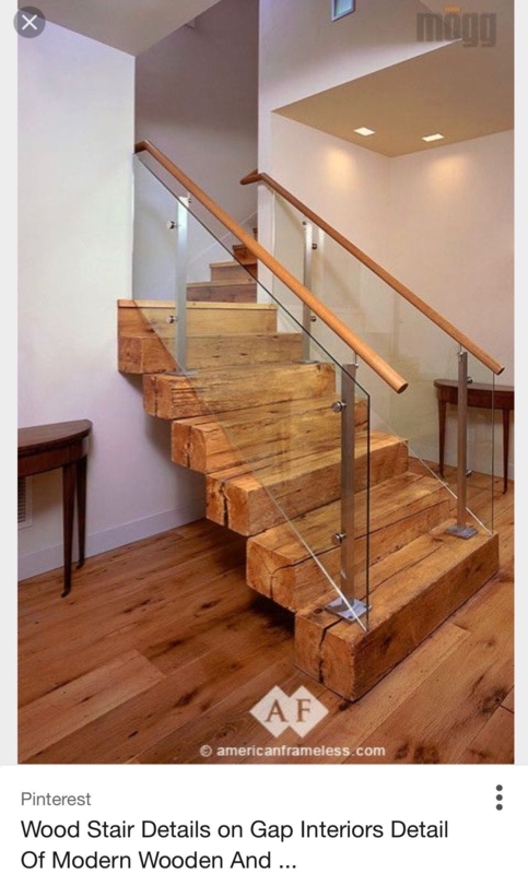 Modern Wooden Staircase with Glass Handrail