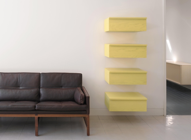 Modern Yellow Wall-Mounted Floating Drawers