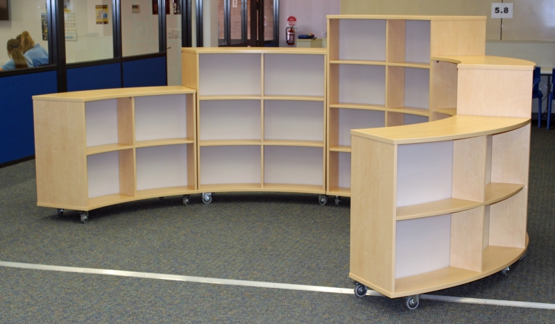 Modular Curved Light Wood Shelving Units