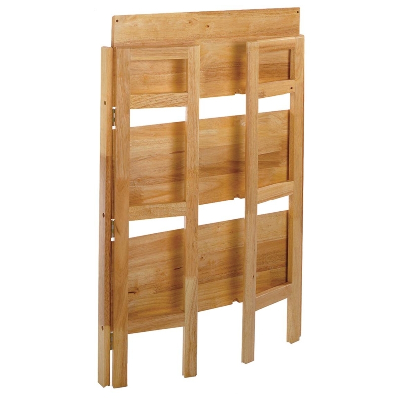 Natural Wood 3-Tier Folding Stackable Shelf