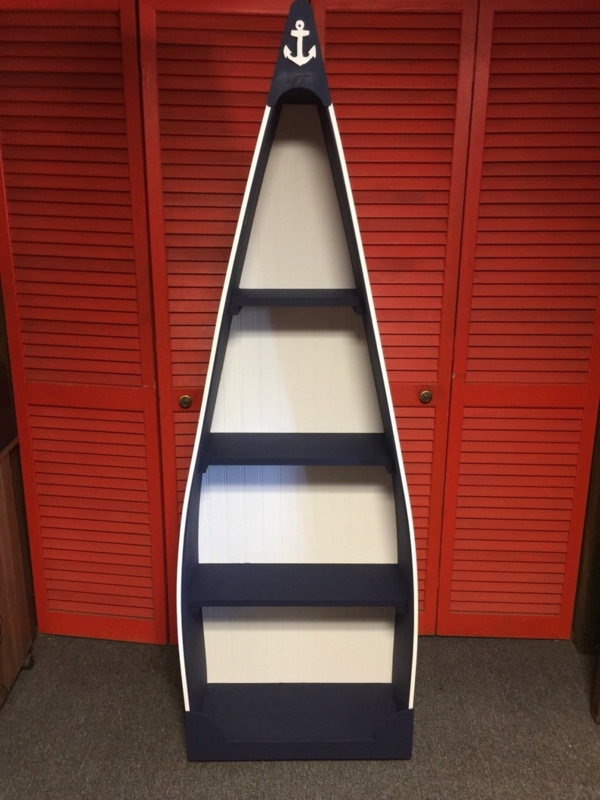 Nautical Canoe Bookshelf with Handcrafted Design