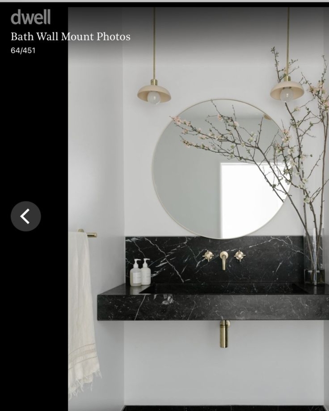 Nero Marquina Marble Bathroom Sink with Floating Vanity