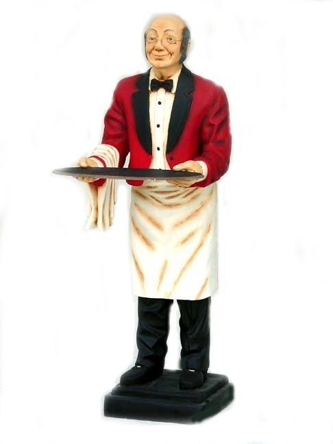Old man waiter butler statue holding serving tray :P | Life size ...