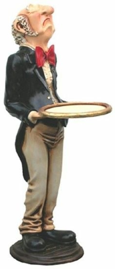 Old man waiter butler statue holding serving tray :P | Life size ...