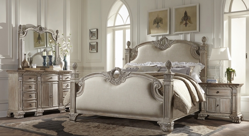 Orleans II White Wash Linen Poster Bedroom Set