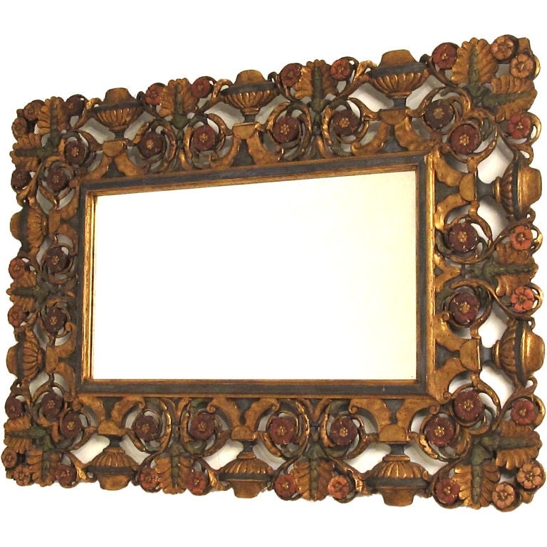 Ornate Carved Wooden Rectangular Mirror Frame