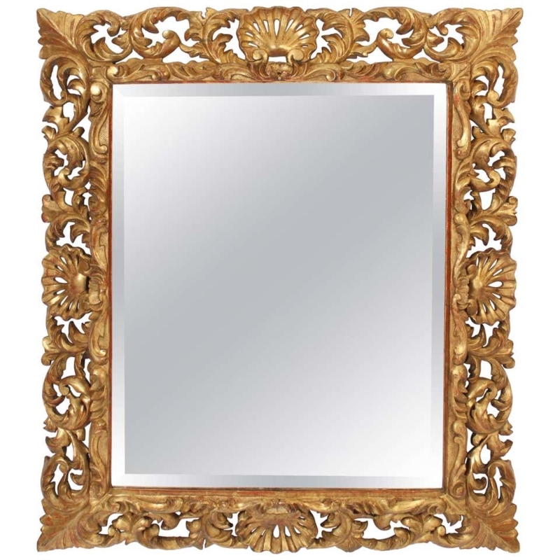 Ornate Gilt Carved Wood Baroque Wall Mirror