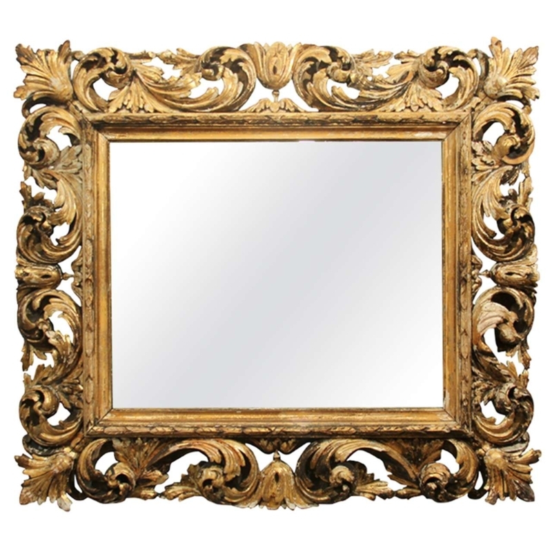 Ornate Hand Carved Gold Wood Frame Mirror