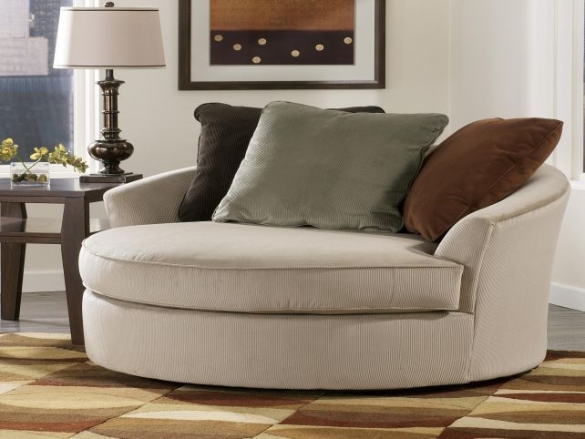 Oversized Round Swivel Lounge Chair with Cushions