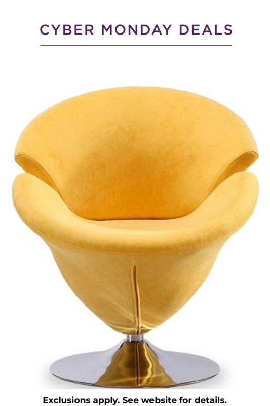 Oversized Yellow Round Swivel Chair with Chrome Base