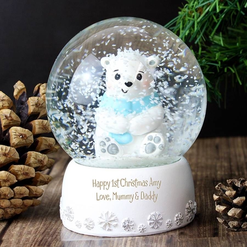 Personalised Polar Bear Snow Globe Christmas Decor