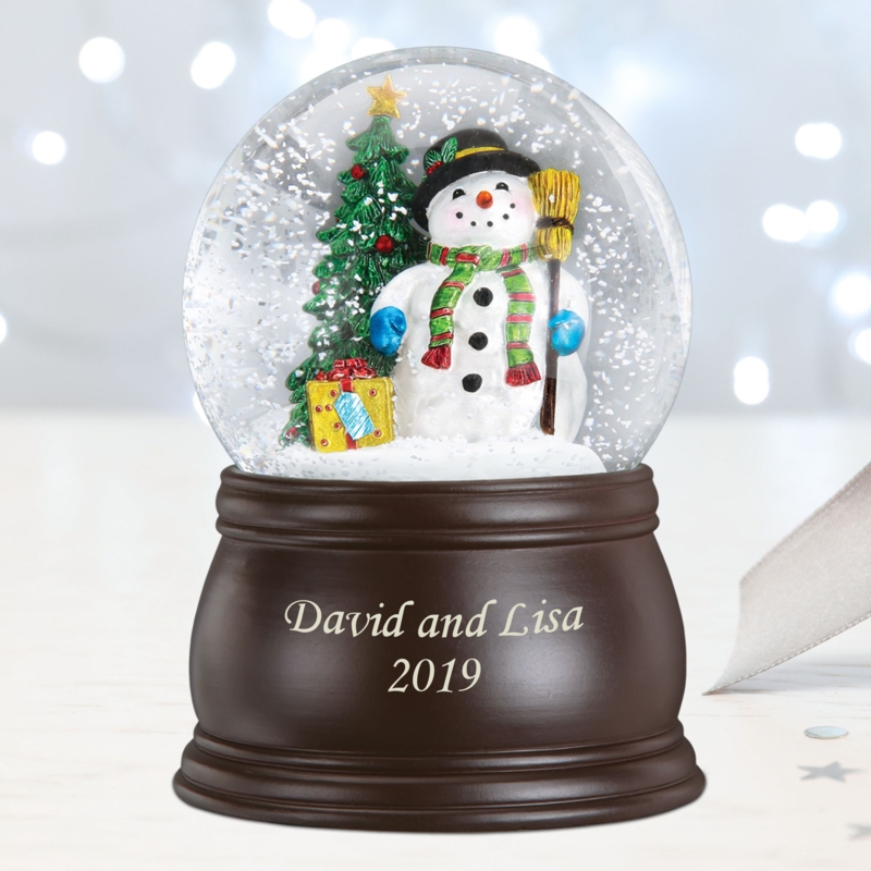 Personalized Gleeful Snowman Christmas Snow Globe