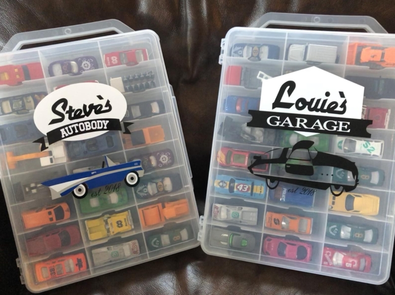 Personalized Toy Car Storage Cases with Labels