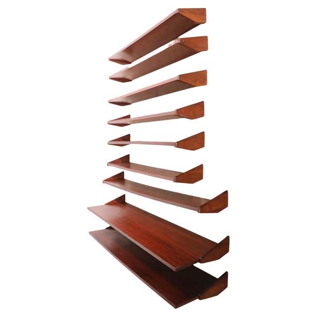 Pierre Chapo Mid-Century Modern Wood Wall Shelves