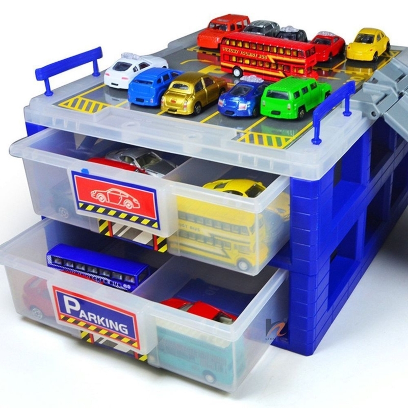 Plastic Dustproof Toy Car Storage with Parking Track