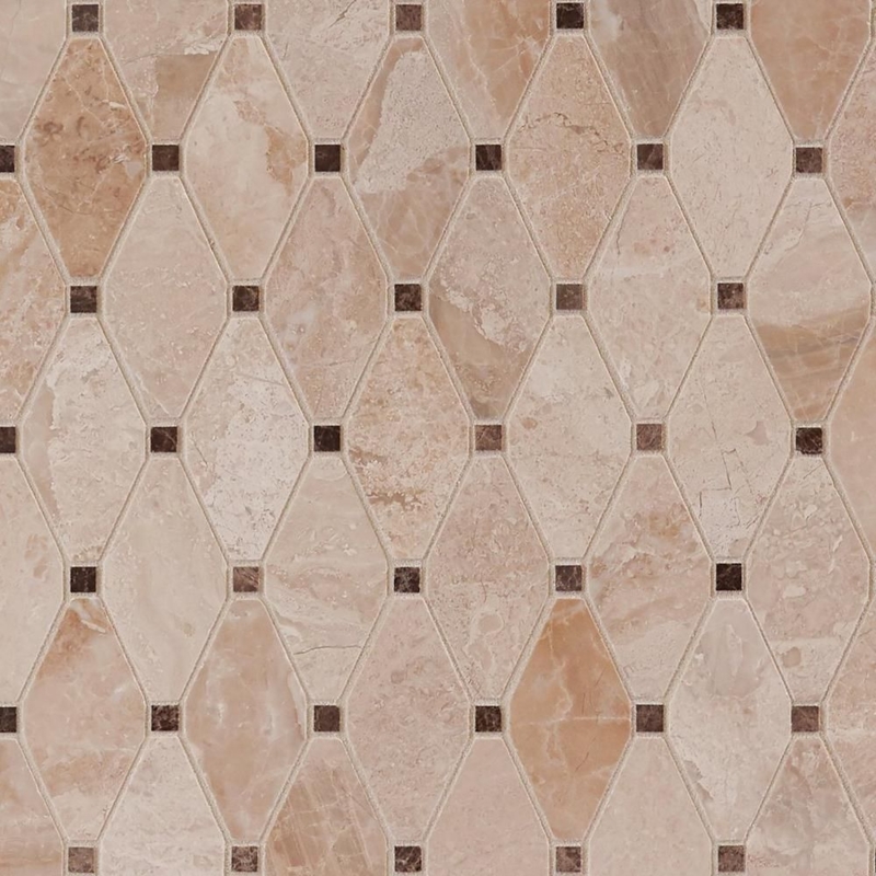Polished Marble Mosaic Tile with Diamond Pattern