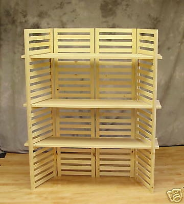 Portable Wooden Display Shelf with Three Adjustable Shelves