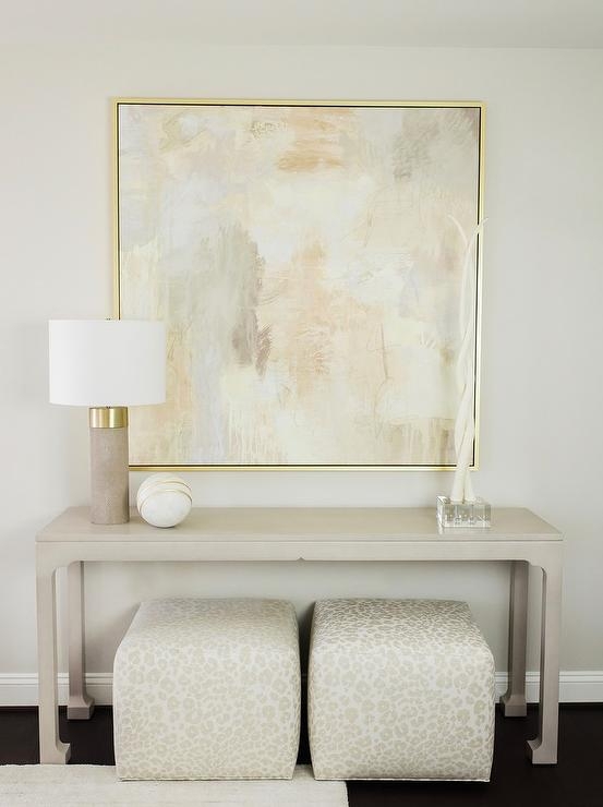 Poufs Under Console Table Design Ideas | Console table decorating, Glam ...