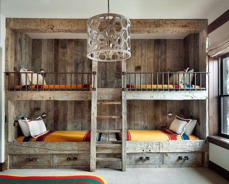 Quadruple bunk beds- LOVE THIS | Rustic bunk beds, Country boys rooms ...