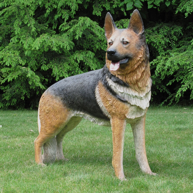 Realistic German Shepherd Garden Statue 39 Inch