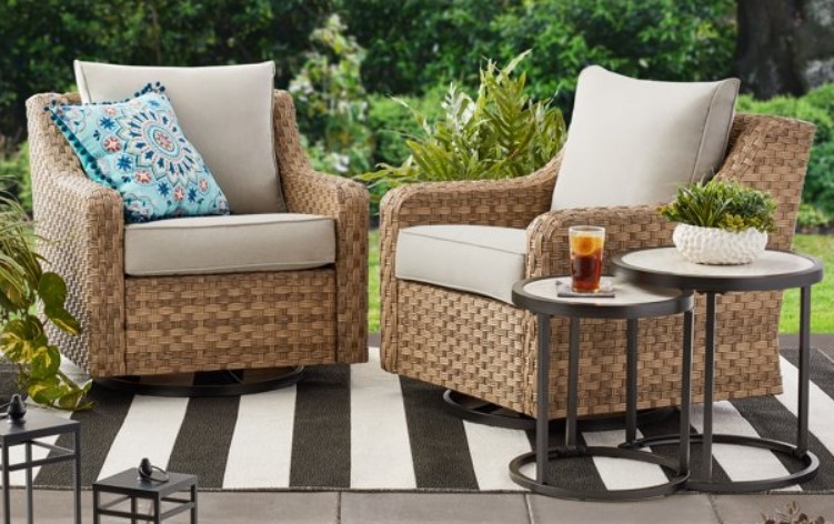River Oaks Wicker Patio Conversation Set with Cushions