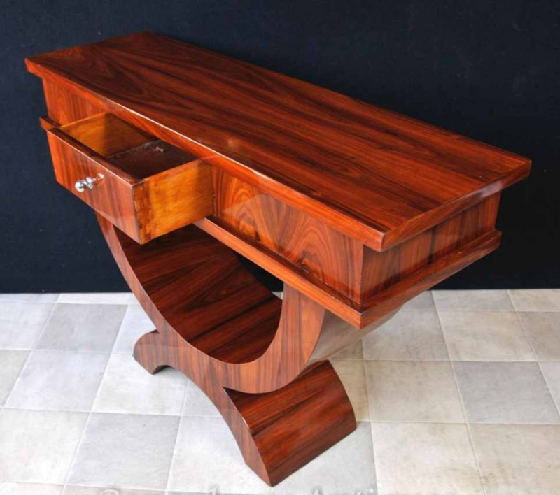 Rosewood Art Deco Console Table with Ogee Curved Design