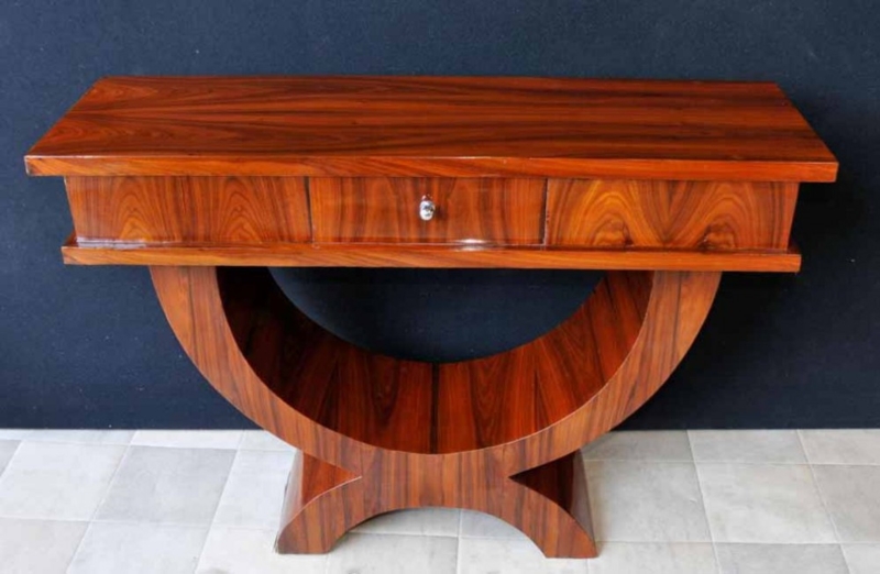 Rosewood Art Deco Console Table with Ogee Curves