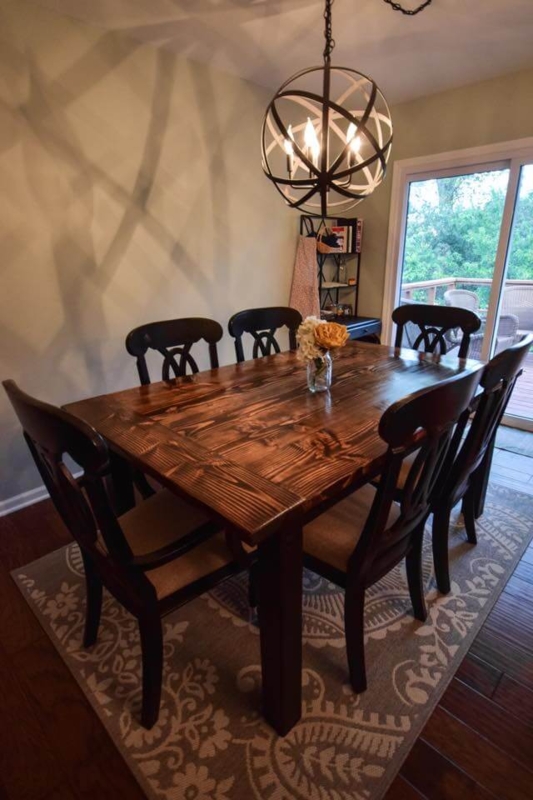 Rustic Black Farmhouse Dining Table with Chairs
