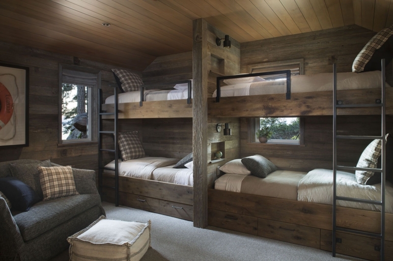 Rustic Built-In Bunk Beds for Cozy Bunk House
