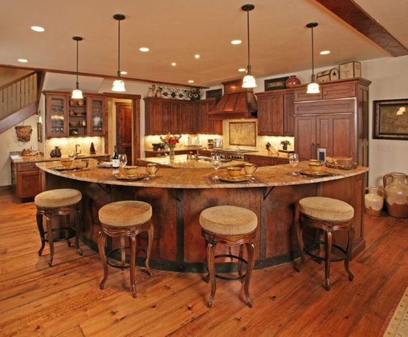 Rustic Curved Wooden Kitchen Bar Design