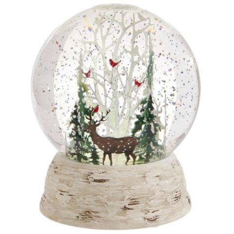 Rustic Deer and Cardinal Christmas Snow Globe