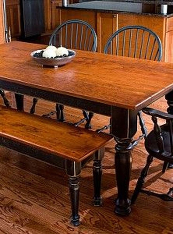 Rustic Farmhouse Dining Table with Black Accents